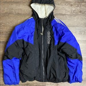 Vintage 90s Adidas Black & Blue Puffer Jacket